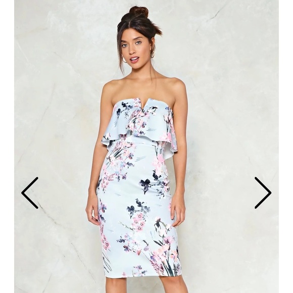 Midi Blue Floral Dress - Picture 2 of 10